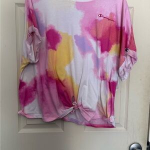 Champion Tie-Dye Tee in Pink and Yellow